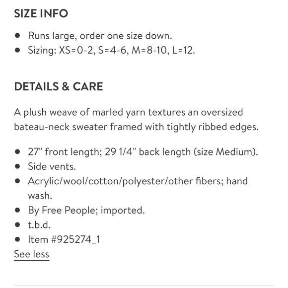 Free People Po Jeepster Sweater Sz M - Picture 6 of 6